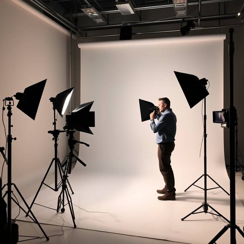 Fotograf som jobber i studio